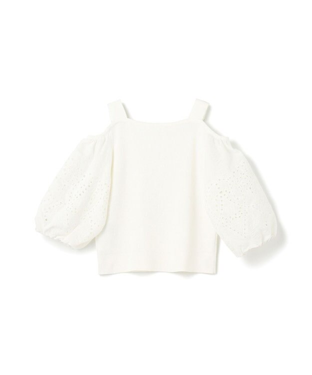 GRACE CONTINENTAL 刺繍パフスリーブニットトップ ホワイト