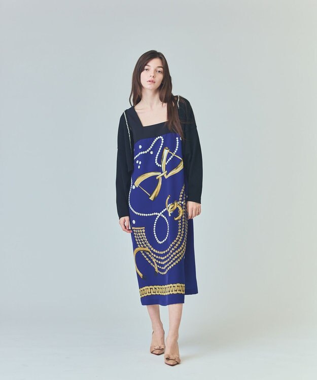 GRACE CONTINENTAL ジュエリーモチーフドレス ブルー