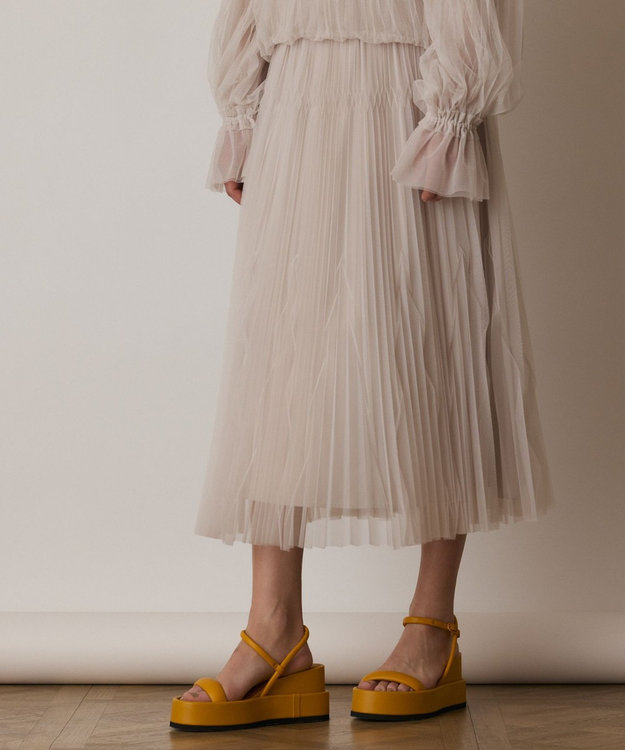 GRACE CONTINENTAL チュールマチプリーツスカート ベージュ