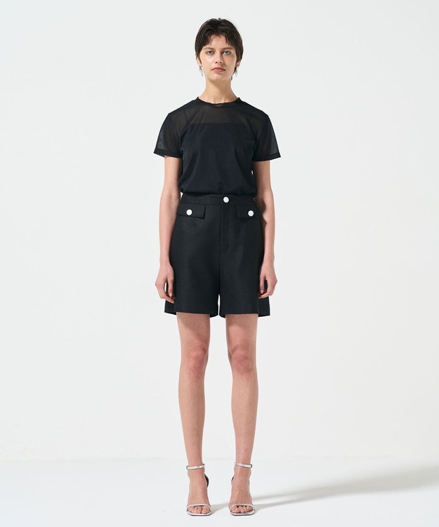 GRACE CONTINENTAL リネンタッチハーフパンツ ブラック