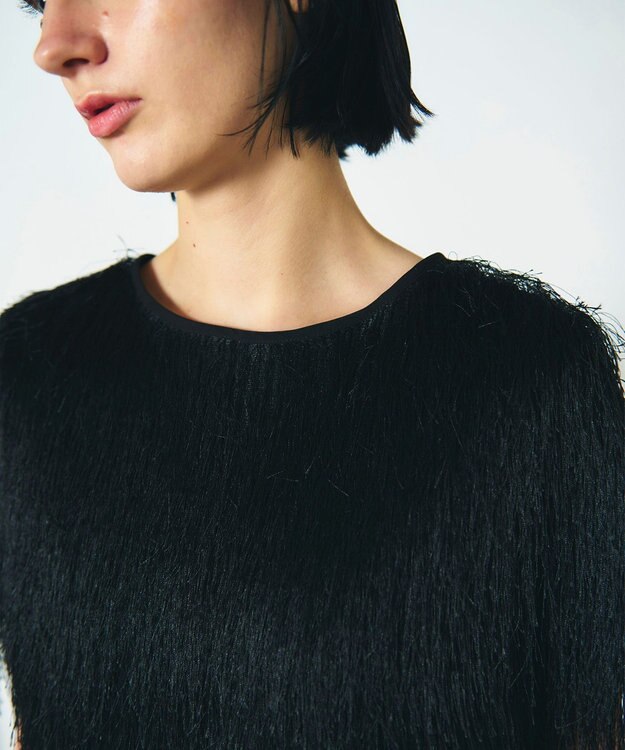 GRACE CONTINENTAL フリンジトップ ブラック