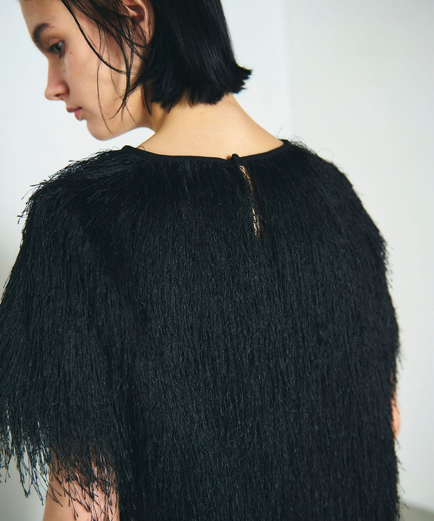 GRACE CONTINENTAL フリンジトップ ブラック