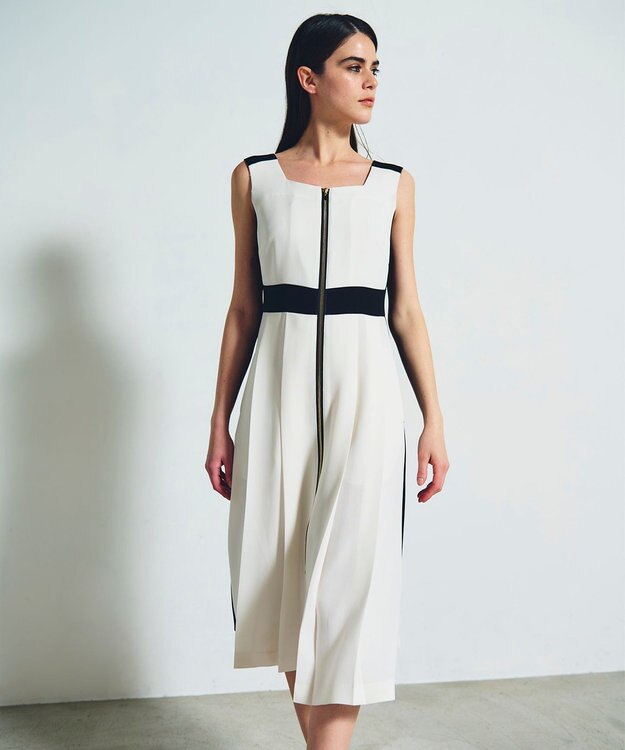 GRACE CONTINENTAL ラインバイカラードレス ホワイト