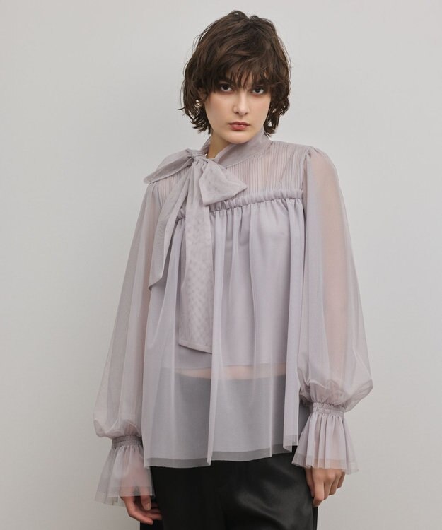 GRACE CONTINENTAL チュールタイブラウス グレー