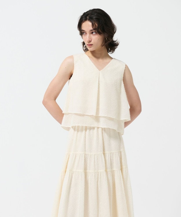 GRACE CONTINENTAL シフォンカットジャガードトップ キナリ