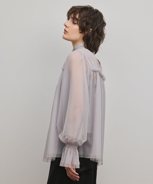 GRACE CONTINENTAL チュールタイブラウス グレー