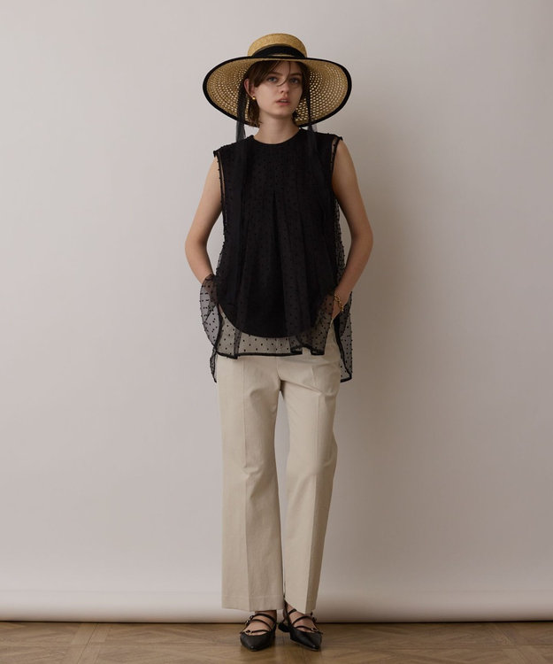 GRACE CONTINENTAL シアージャガードカットトップ ブラック