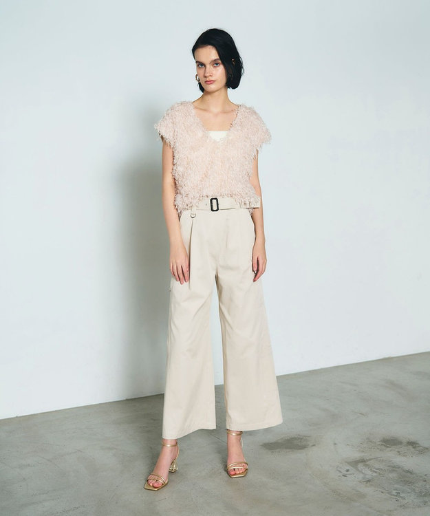 GRACE CONTINENTAL アシンメトリーワークパンツ ベージュ