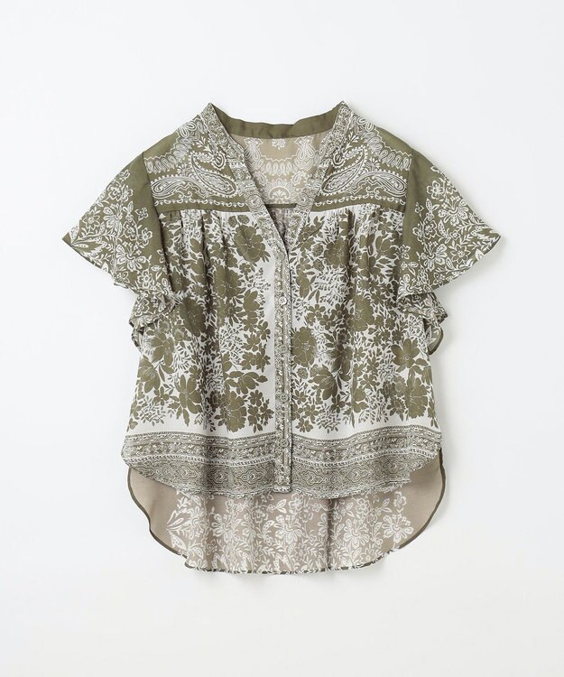 GRACE CONTINENTAL バンダナフレアスリーブブラウス カーキ