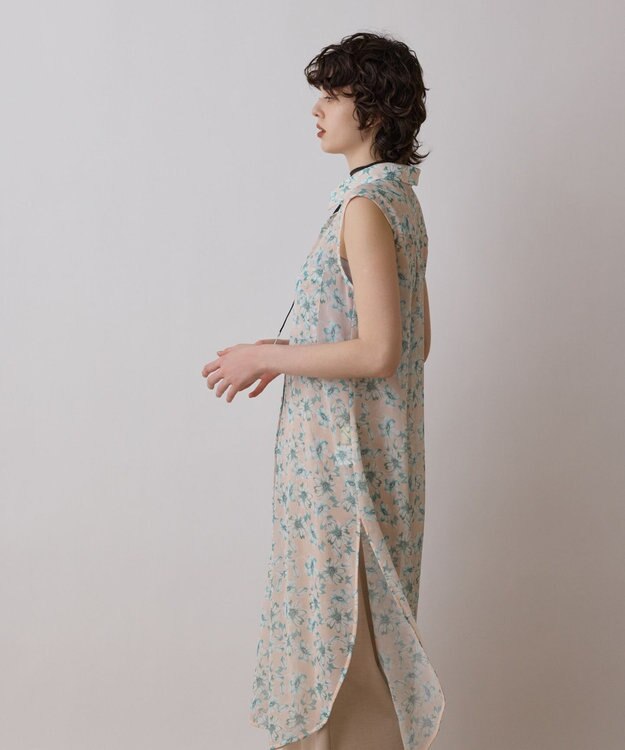 GRACE CONTINENTAL フラワーロングシャツ ベージュ