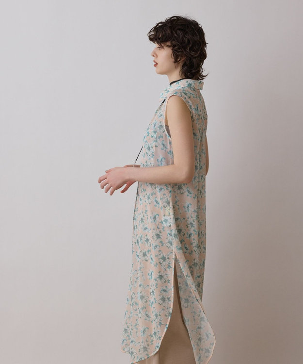 GRACE CONTINENTAL フラワーロングシャツ ベージュ