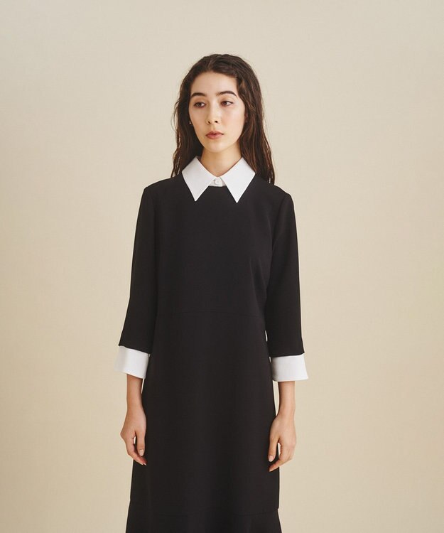 GRACE CONTINENTAL ダブルクロスドレス バイカラー