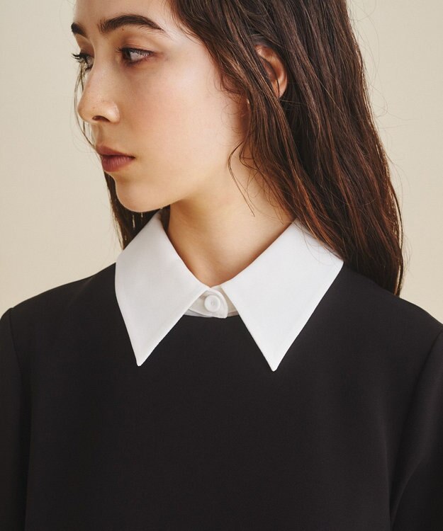 GRACE CONTINENTAL ダブルクロスドレス バイカラー