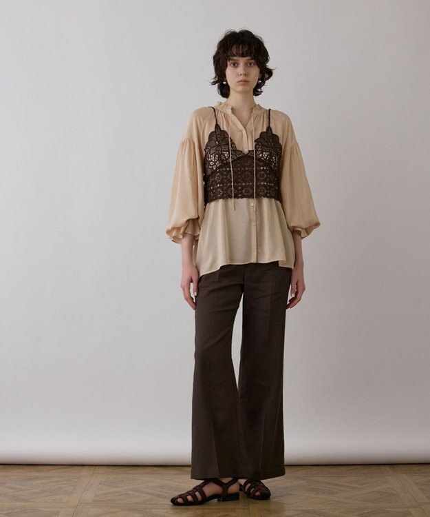 GRACE CONTINENTAL レースキャミ付カフタンブラウス ピンク