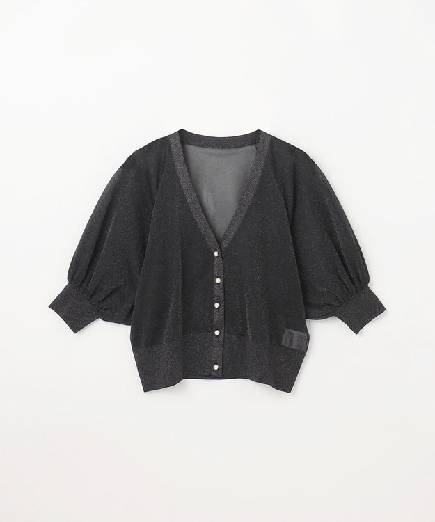 GRACE CONTINENTAL ラメシアードルマンニットカーディガン ブラック