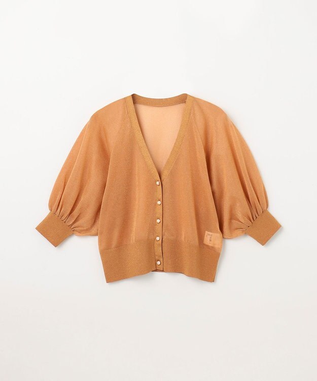 GRACE CONTINENTAL ラメシアードルマンニットカーディガン オレンジ