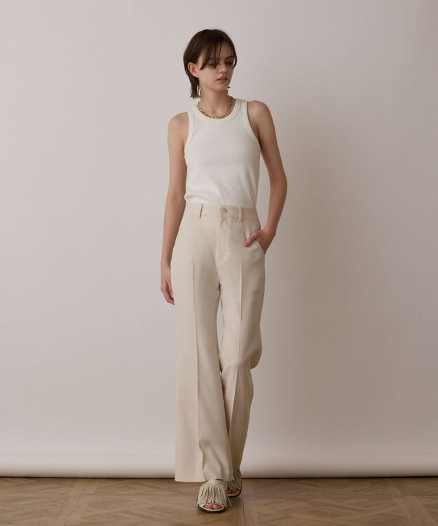 GRACE CONTINENTAL リネンサテンフレアパンツ キナリ