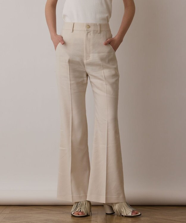 GRACE CONTINENTAL リネンサテンフレアパンツ キナリ