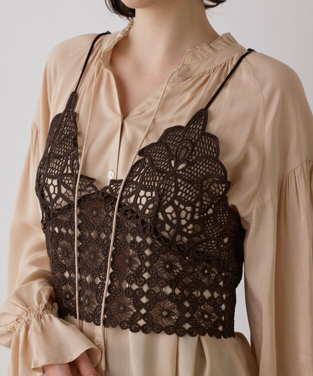 GRACE CONTINENTAL レースキャミ付カフタンブラウス ピンク