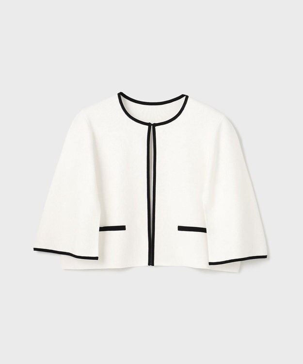 GRACE CONTINENTAL バイカラースリットニットカーディガン ホワイト