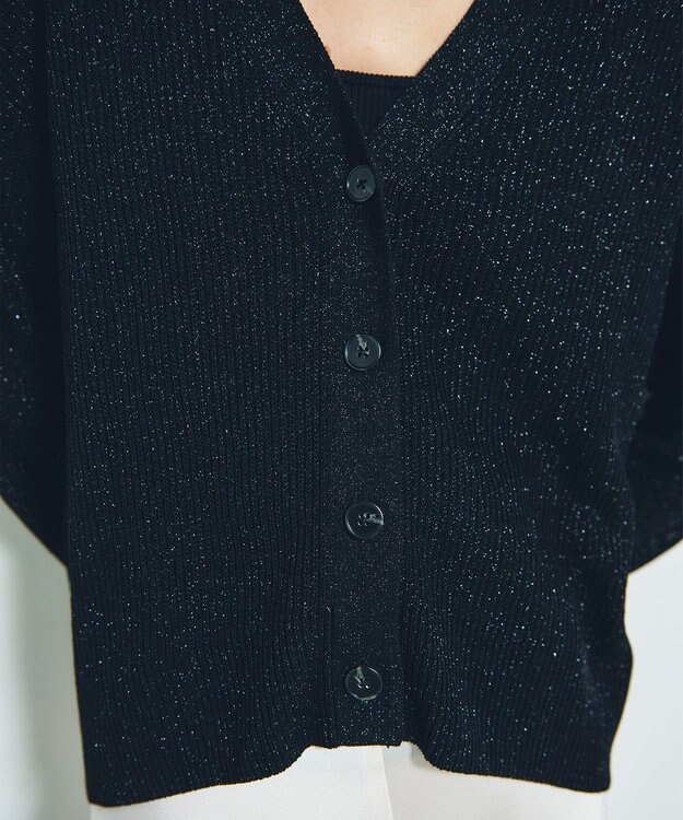 GRACE CONTINENTAL ラメニットカーディガン ブラック