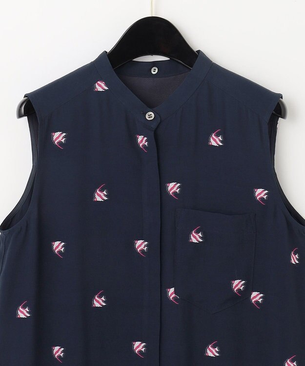 GRACE CONTINENTAL エンゼルフィッシュジャガードワンピース ネイビー