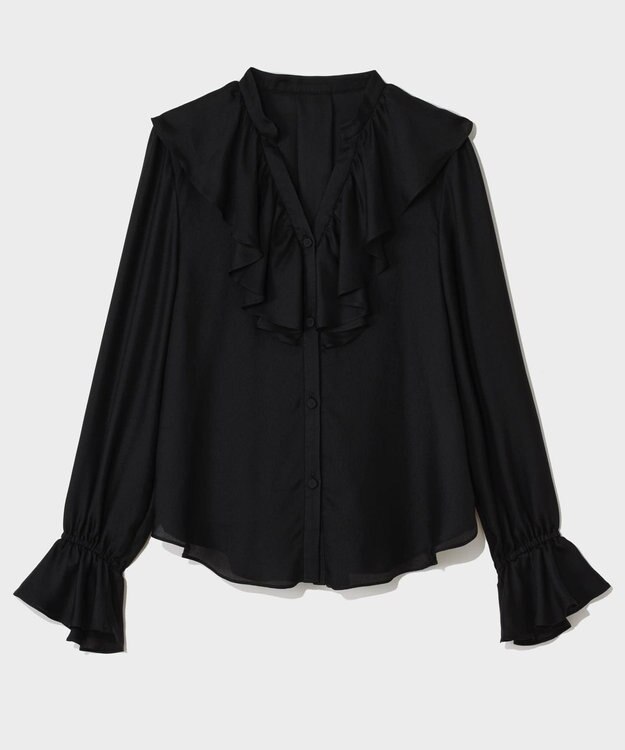 GRACE CONTINENTAL スキッパーラッフルブラウス ブラック