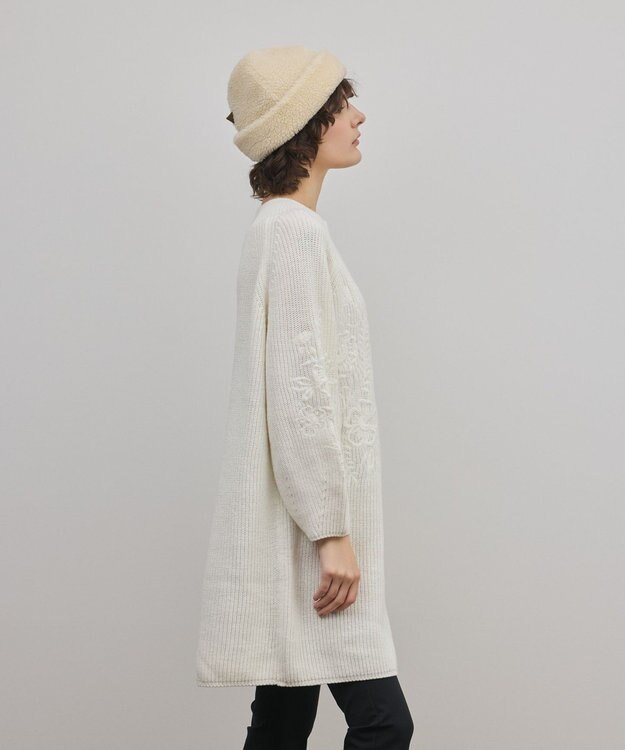 GRACE CONTINENTAL エンブロイダリーニットワンピース ホワイト