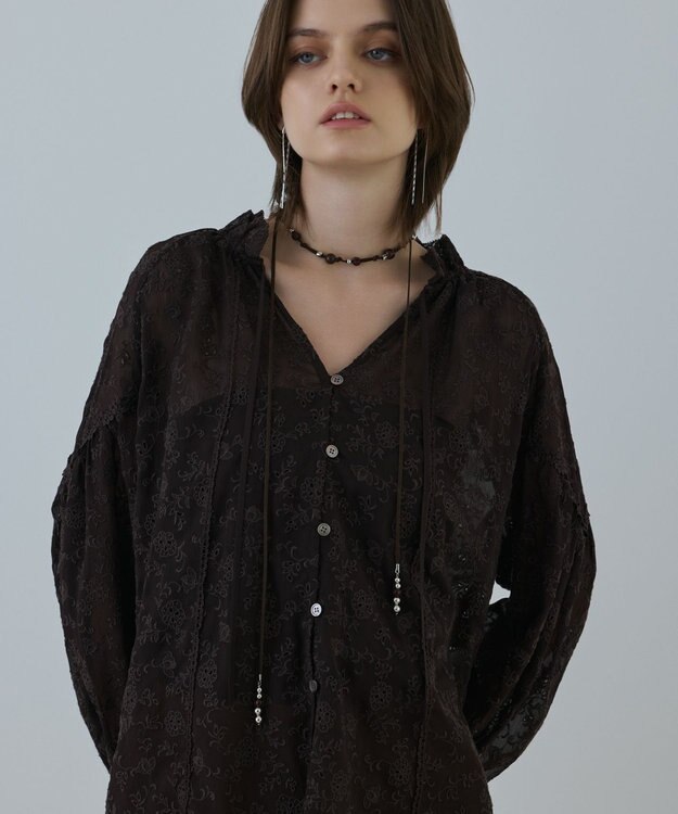 GRACE CONTINENTAL ヨウリュウembカフタンブラウス ブラウン