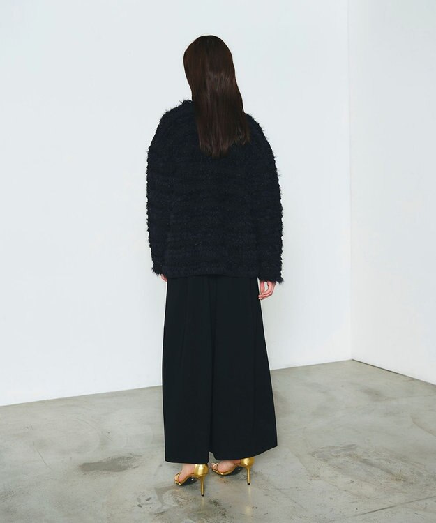 GRACE CONTINENTAL フェザーツイードニットカーディガン ブラック