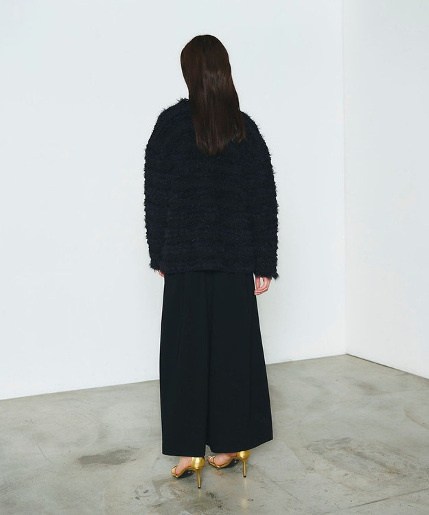 GRACE CONTINENTAL フェザーツイードニットカーディガン ブラック