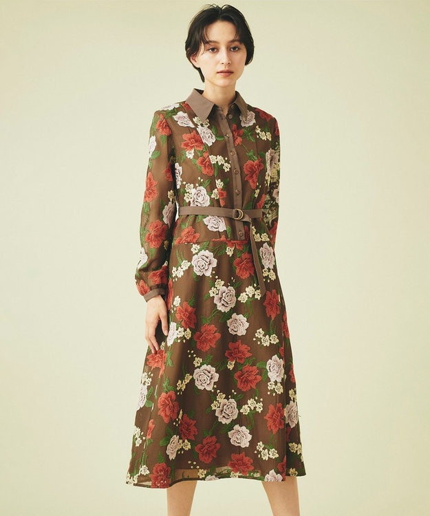 218y*美品 グレースコンチネンタル メッシュフラワー フレアワンピース メッシュフラワーフレアワンピース / GRACE CONTINENTAL | GRACE