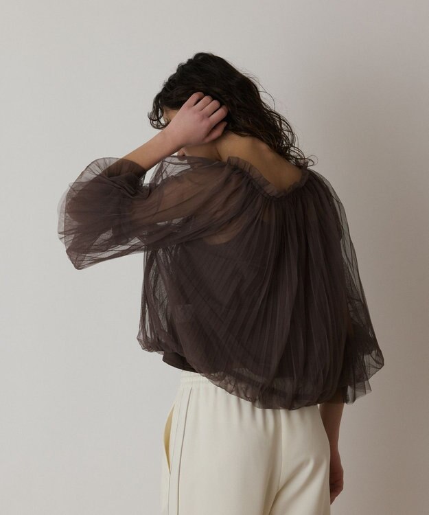 GRACE CONTINENTAL チュールプリーツトップ ブラウン