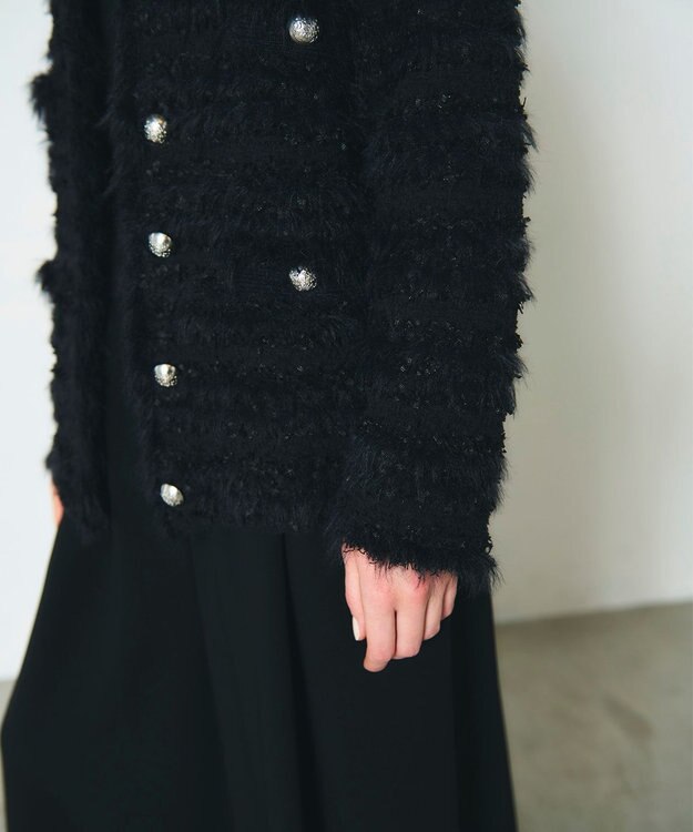 GRACE CONTINENTAL フェザーツイードニットカーディガン ブラック