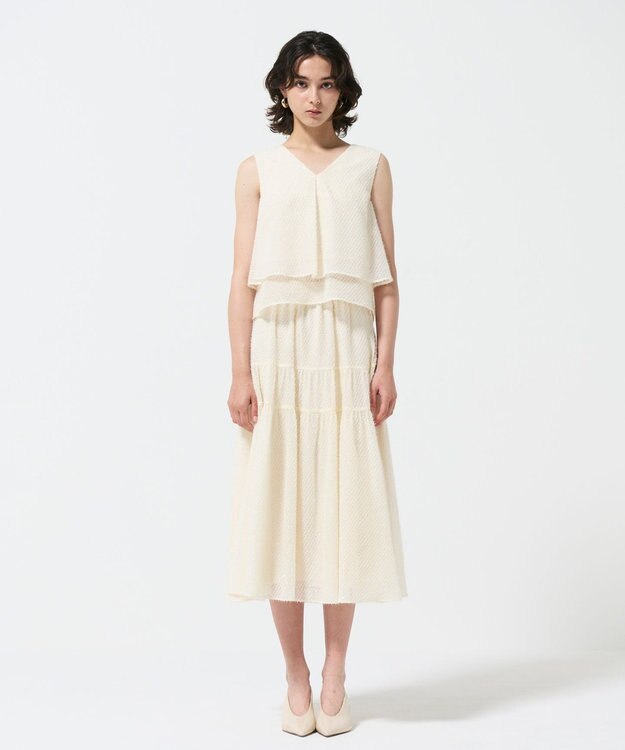 GRACE CONTINENTAL シフォンカットジャガードトップ キナリ