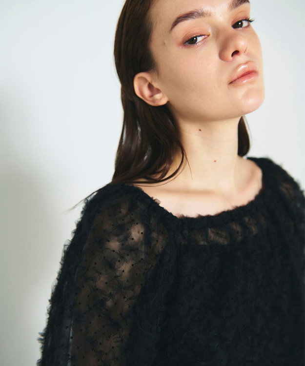 GRACE CONTINENTAL チュール刺繍トップ ブラック