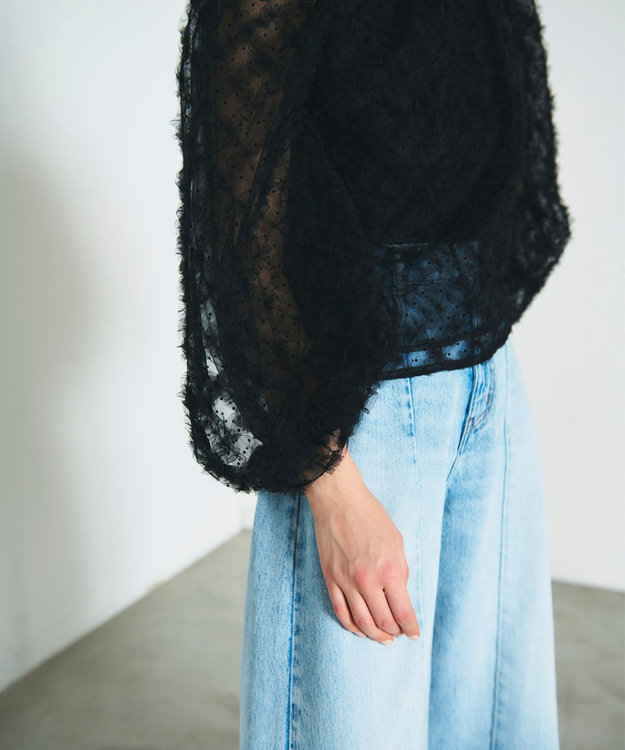 GRACE CONTINENTAL チュール刺繍トップ ブラック