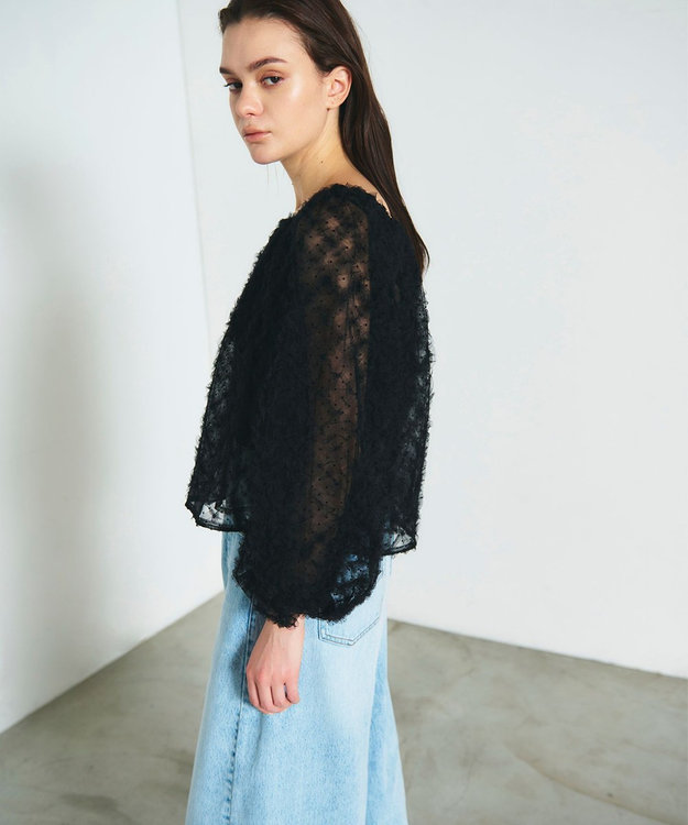 GRACE CONTINENTAL チュール刺繍トップ ブラック