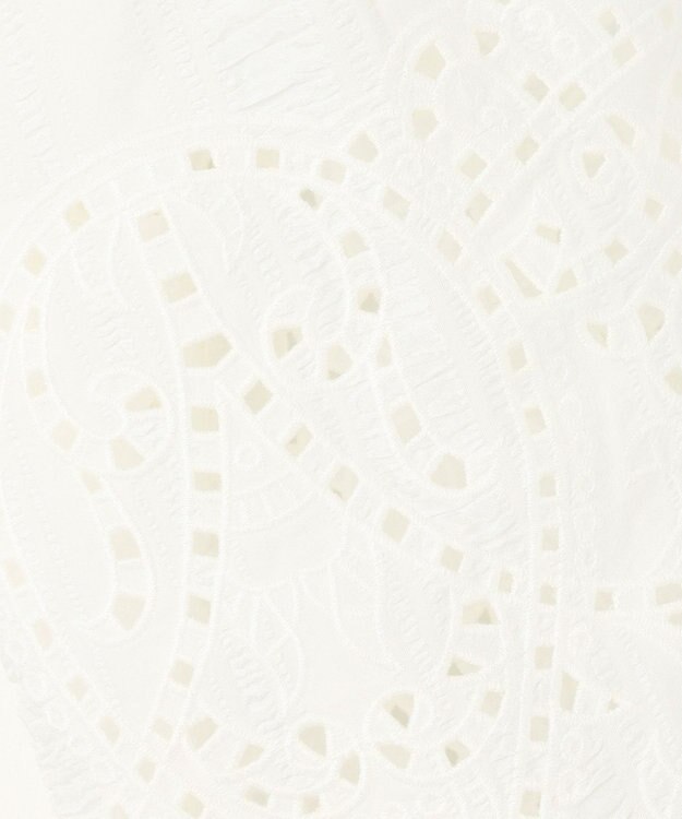 GRACE CONTINENTAL 刺繍パフスリーブニットトップ ホワイト