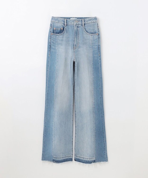 GRACE CONTINENTAL サイド切替フレアデニムパンツ サックス
