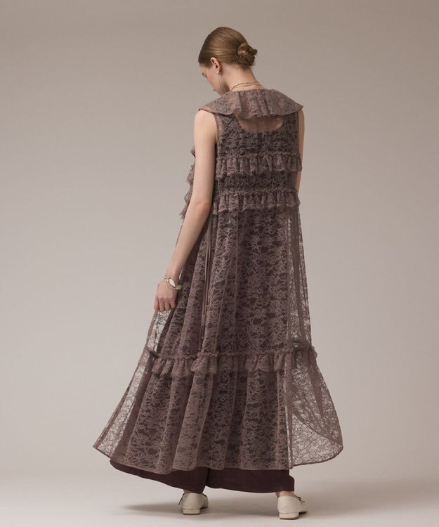 GRACE CONTINENTAL フリルカラーレースワンピース グレー