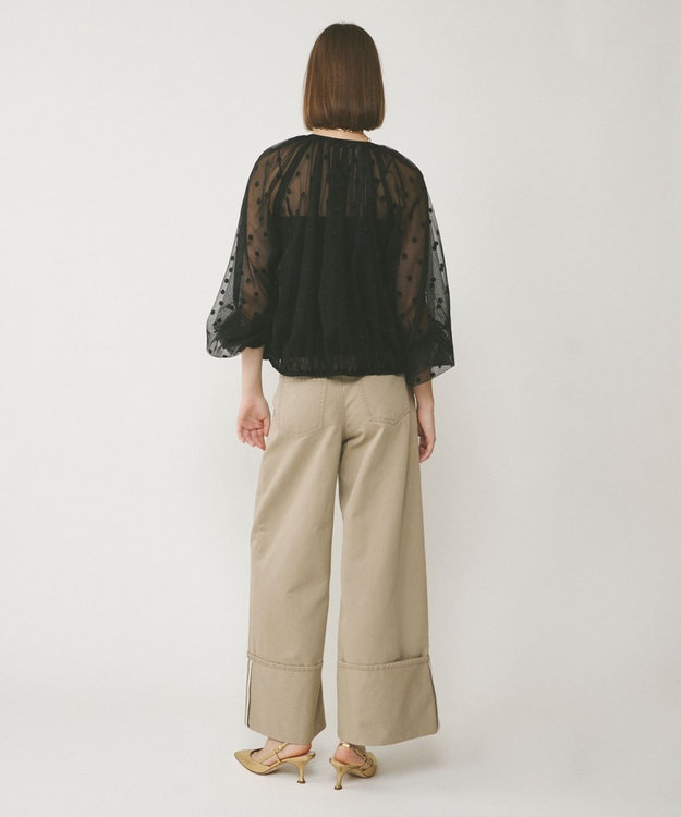 GRACE CONTINENTAL チュールノーカラーブルゾン ブラック