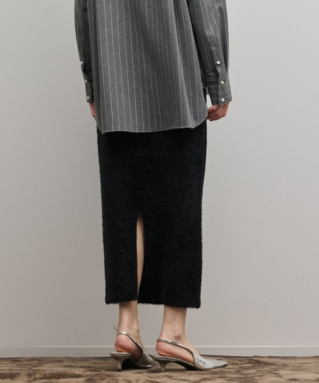 GRACE CONTINENTAL ラメフェザーニットスカート ブラック