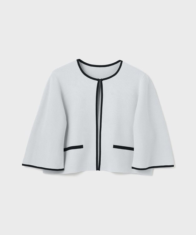 GRACE CONTINENTAL バイカラースリットニットカーディガン ブルー