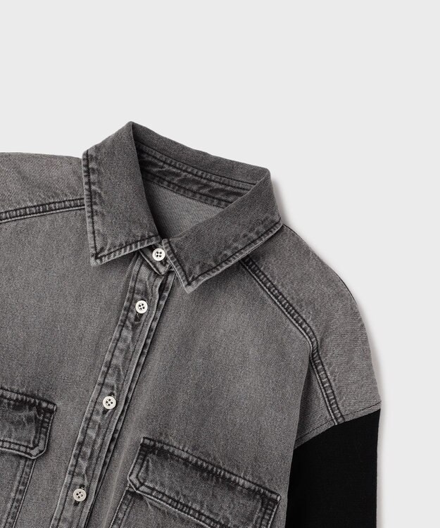 GRACE CONTINENTAL ニットスリーブデニムワンピース ブラック