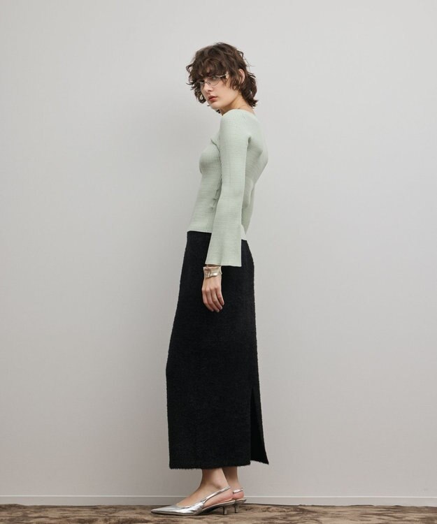 GRACE CONTINENTAL ラメフェザーニットスカート ブラック