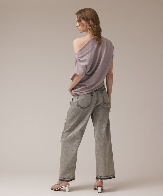 GRACE CONTINENTAL リメイクストレートデニムパンツ グレー