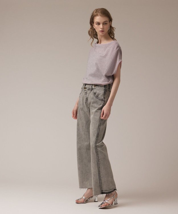 GRACE CONTINENTAL リメイクストレートデニムパンツ グレー