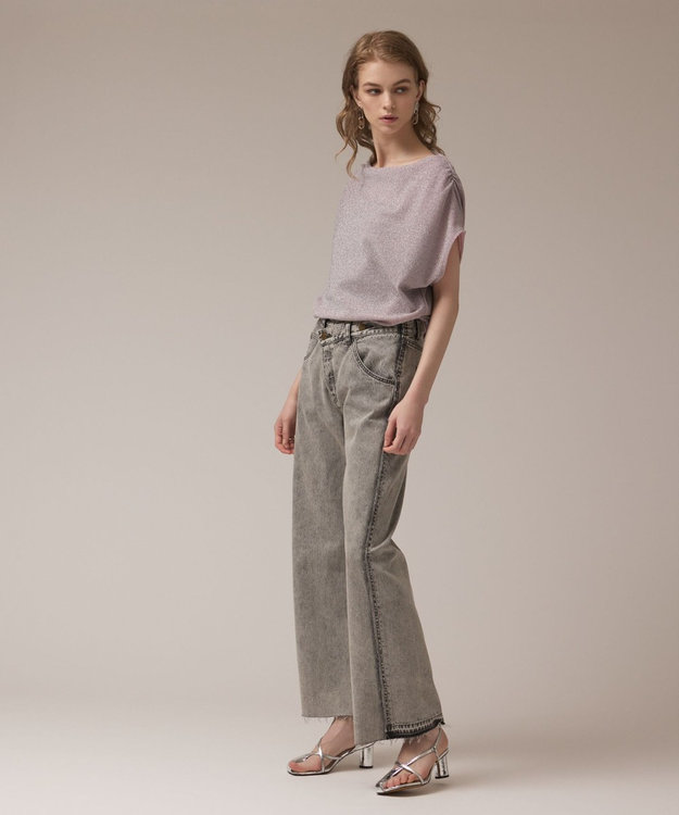 GRACE CONTINENTAL リメイクストレートデニムパンツ グレー