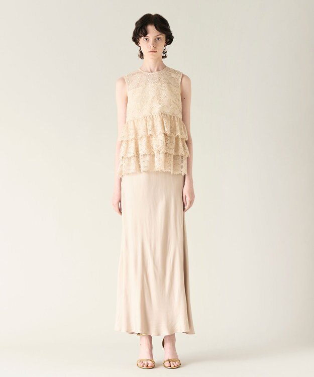 GRACE CONTINENTAL レースギャザートップ ベージュ